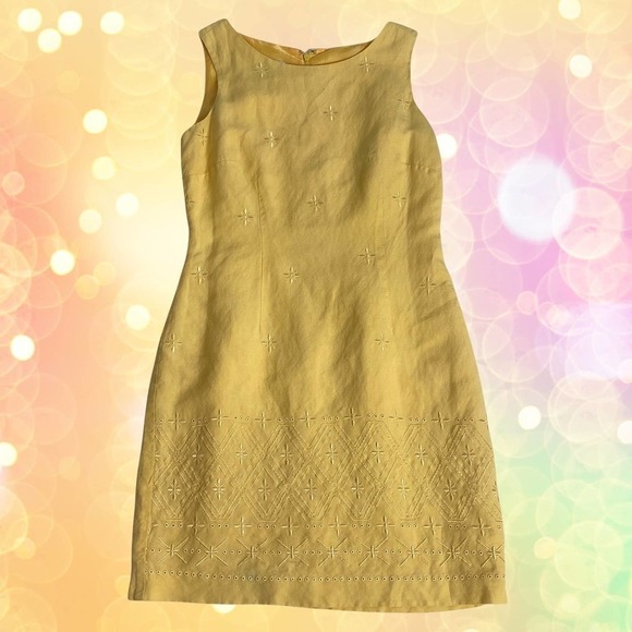 Agb Dress Petite Byer California Yellow Embroidered Sleeveless Sheath Mini Dress - Picture 12 of 13